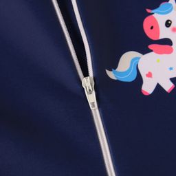 Mark & Mia Full Raglan Sleeves Legged Swimsuit With Color Block Design & Unicorn Print - Navy Blue & Pink image 5