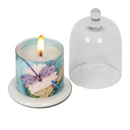 KOLOROBIA Blue Printed Bell Jar Scented Candle-54