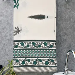 EasyGoods Green & Off-White 3 Pieces 150GSM Pure Cotton Waffle Towel Set-46