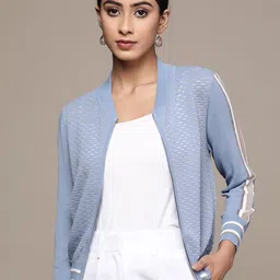 Label Ritu Kumar Geometric Self Design Bomber Jacket-84