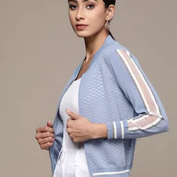 Label Ritu Kumar Geometric Self Design Bomber Jacket image 5