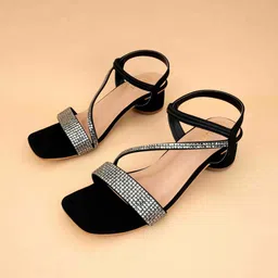 Ozuri Embellished Open Toe Block Heels image 3