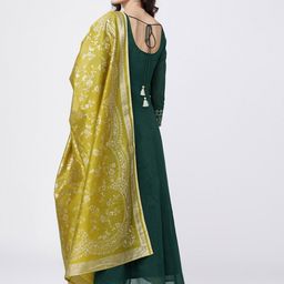 Vishudh Green & Gold-Toned Printed Dupatta image 5
