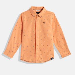 Allen Solly Junior Boys Orange Sport Printed Pure Cotton Casual Shirt-picture-19