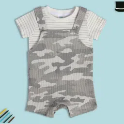 MINIKLUB Boys Grey & White Camouflage T-Shirt with Dungaree-image-86