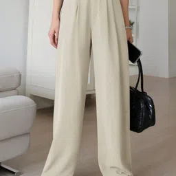 FNOCKS Women Relaxed Straight Leg High-Rise Pleated Trousers-picture-11