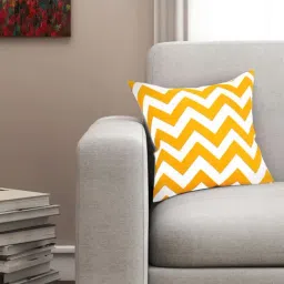 SEJ by Nisha Gupta Yellow & White Cushion Covers - Set of 1-picture-3