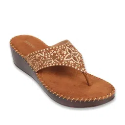 Mochi Women's Tan Thong Wedges-image-99