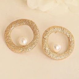 Sohi Gold Plated Casual Pearls Drop Earrings-12