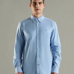 Tommy Hilfiger U.S Collection Blue Cotton Regular Fit Solid Casual Shirt-picture-13