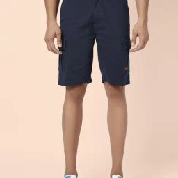 Urban Ranger By Pantaloons Navy Cotton Slim Fit Cargo Shorts-picture-31