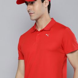 Puma Men Red Solid Polo Collar Training T-shirt-image-42