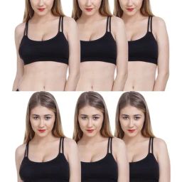 AROUSY Black Cotton Bralette Bra - Pack Of 6-picture-24