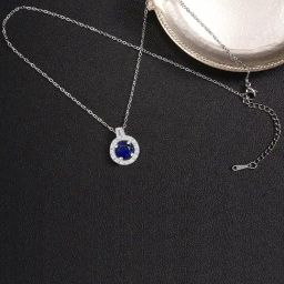 Peora Silver-Plated AD Studded Blue Pendant Necklace & Stud Earrings Set-12
