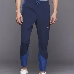 Columbia Blue Regular Fit Colour Block Sports Joggers-image-77
