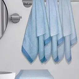 Myntra Elegant Homes Blue & Grey 6 Pieces Striped Cotton 150 GSM Bath Towel-image-82