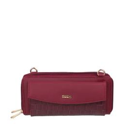 Mochi Maroon Synthetic Textured Zip Around Wallet-14