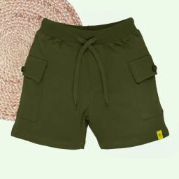 Kiddopanti Boys Cotton Military Green Cargo Solid Shorts-image-83