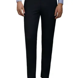 Louis Philippe Navy Slim Fit Checks Trousers-image-46