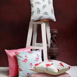 HOSTA HOMES Multicolor Polyester Cushion Covers - Set of 5-17