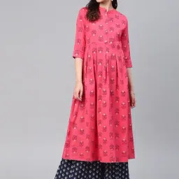 Alena Pink Cotton Printed A Line Kurta-picture-11