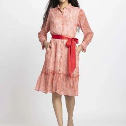 SHAYE Red Printed Casual Dress-picture-30