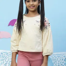 BIBA Girls Ecru Cotton Embroidered Top-image-75