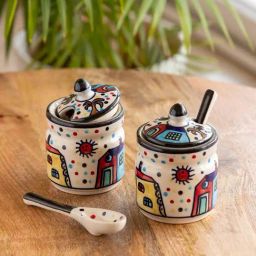 ExclusiveLane Hut Multicolor Ceramic Pickle Holder - Set of 2, 280 ML-image-92