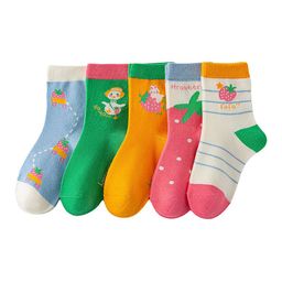 SYGA Kids Pack Of 5 Patterned Cotton Crew-Length Socks-19