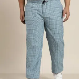 Sojanya Blue & Black  Cotton Regular Slim Fit Checks Trackpants-image-54