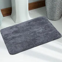 Saral Home Abstract Dark Grey Cotton Anti-Skid Bath Mat-12