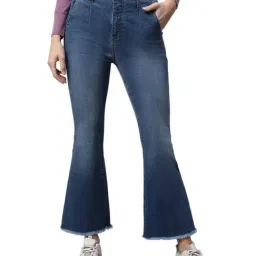 Global Republic Blue Denim Regular Fit High Rise Waistband Bootcut Jeans-image-39