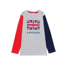 H by Hamleys Boys Grey Color Block Full Sleeves T-Shirt-image-98
