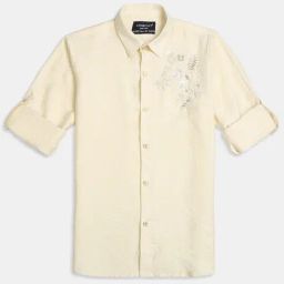 Charchit Cream Cotton Comfort Fit Shirt-image-90