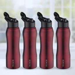 Borosil Hydra Grip-n-Sip Maroon Stainless Steel Water Bottle Set of 4 (750 ml)-14