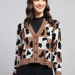 Monte Carlo Women Animal Woollen Longline Cardigan-image-93