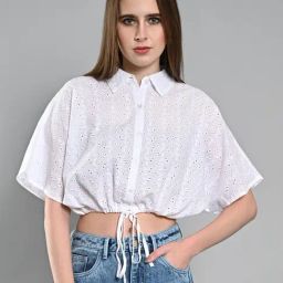 Izel White Regular Fit Casual Shirt-image-4