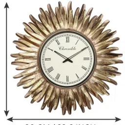 CHRONIKLE Designer Frame Golden Iron Roman Number Analog Wall Clock image 4