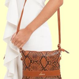 Lavie Pyth Slim Tan Animal Effect Medium Sling Handbag-image-63