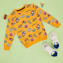 Pantaloons Junior Boys Banana Cream Cotton Printed Full Sleeves Sweatshirts & Hoodies-image-11