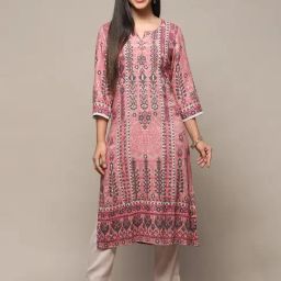 Biba Pink Printed Rayon Straight Kurta-image-29