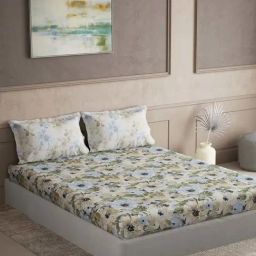 Ddecor Live beautiful The Elemental Blue 144 TC Cotton Queen Bedsheet with 2 Pillow Covers-picture-21