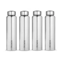 Borosil Hydra Aquaslim Silver Stainless Steel Water Bottle Set of 4 (1 L)-image-29
