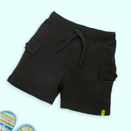 Kiddopanti Boys Cotton Black Cargo Solid Shorts-image-97