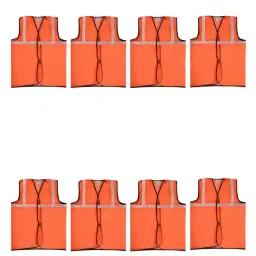 Elecant High Visibility Orange Sleevesless Reflective Safety Jacket, Free Size (Pack of 8)-48