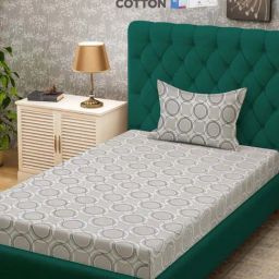 Klotthe Beige 400 TC Cotton Single Book Fold Bedsheet with Pillow Cover-image-71