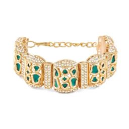 Zaveri Pearls Green Stones & Dazzling Austrian Diamonds Embellished Bracelet-20