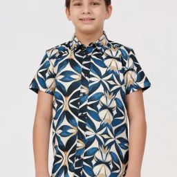 Kate & Oscar Boys Navy Cotton Printed Shirt-image-45