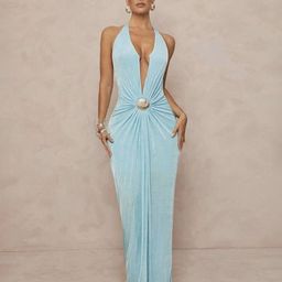 LULU & SKY Halter Neck Sheath Maxi Dress-picture-11
