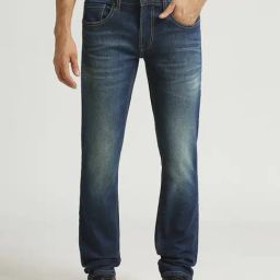 Pepe Jeans Green Tint Blue Cotton Slim Fit Jeans-image-110